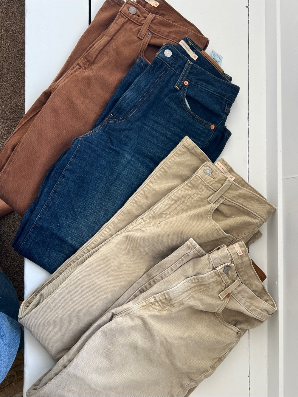 Levi’s Ribcage Wide Leg Neutral & Indigo Jeans Bundle (4) - Corduroy & Denim